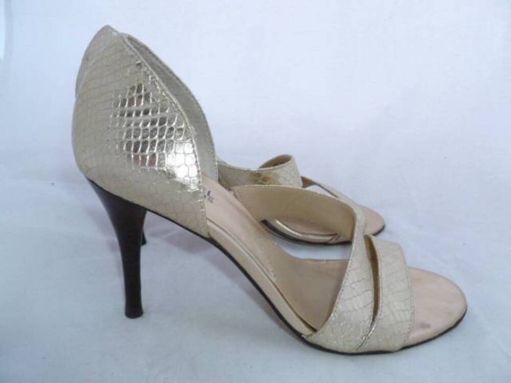MICHAEL KORS SZ 8 USED LEATHER PYTHON/SNAKE GOLD HEELS/PUMPS/SHOES/STILETTOS